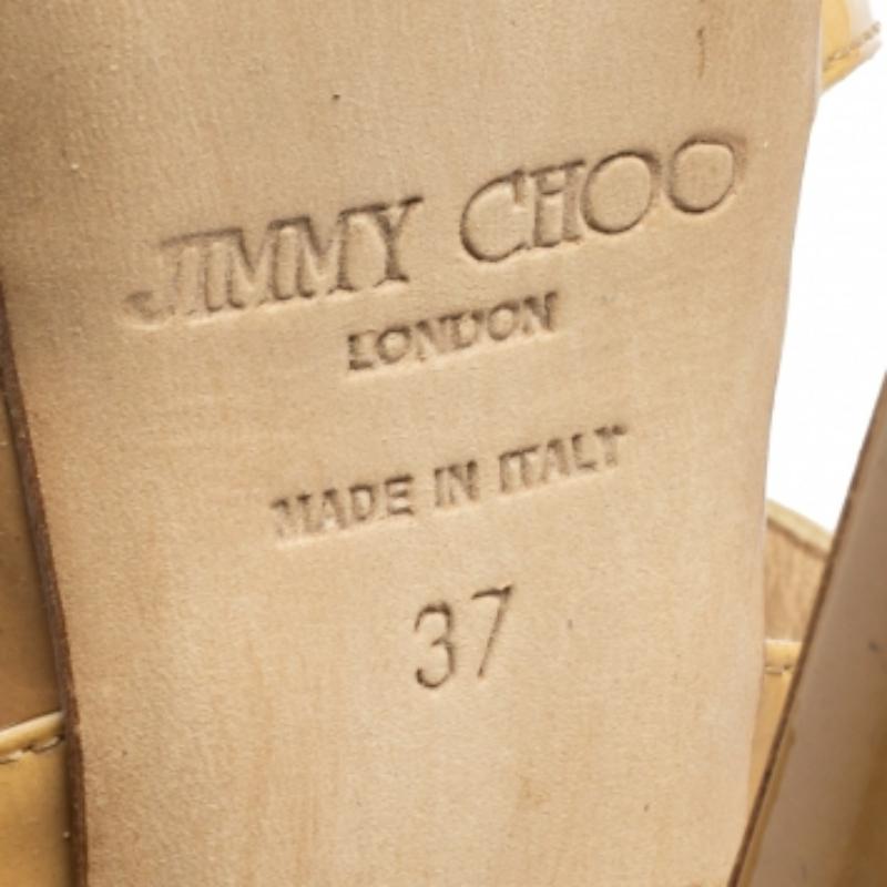 Jimmy Choo Sandalias de plataforma con empeine de charol beige talla 37 en venta 2