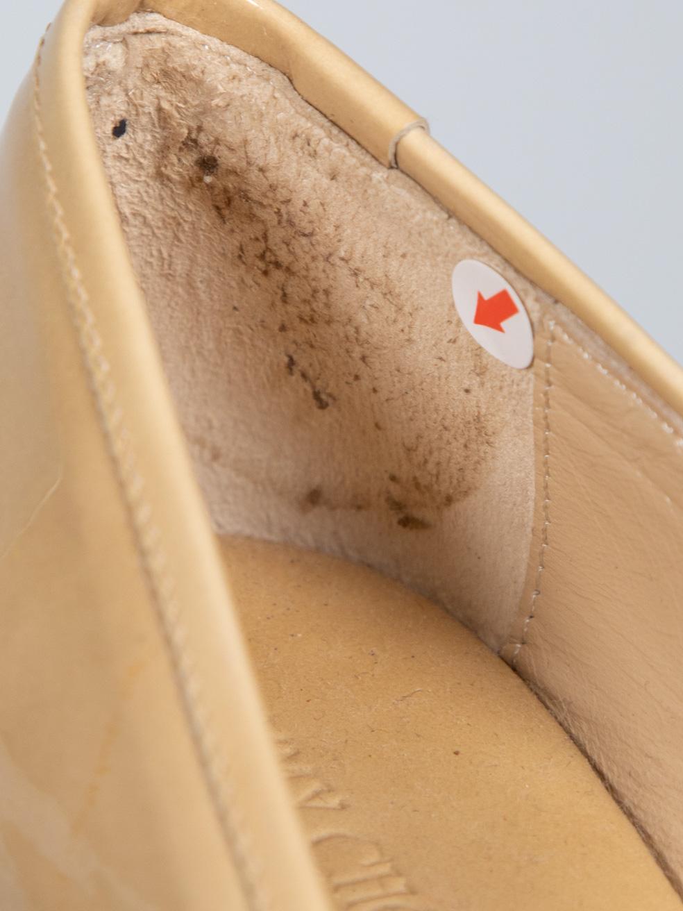 Jimmy Choo Beige Patent Peep Toe Wedges Size IT 38 For Sale 4