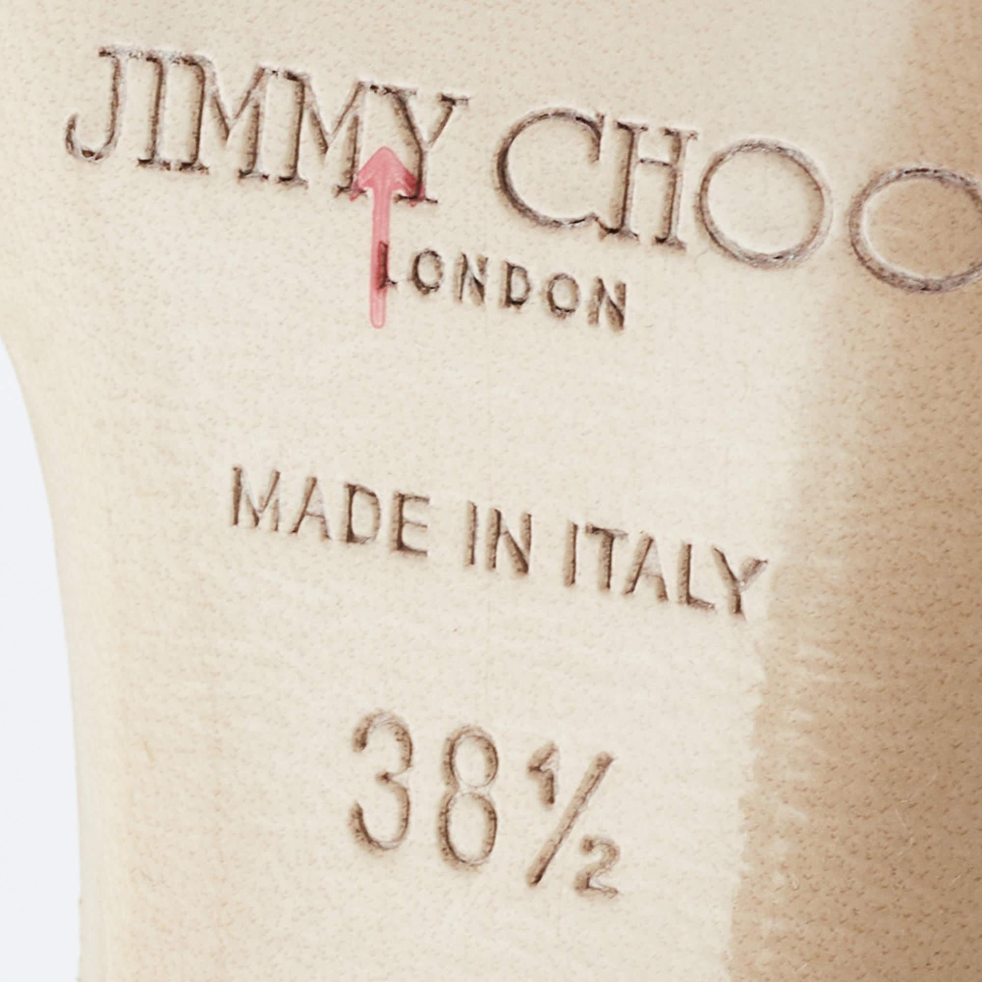 Jimmy Choo Sandali con cinturino alla caviglia in vernice beige misura 38,5 in vendita 5