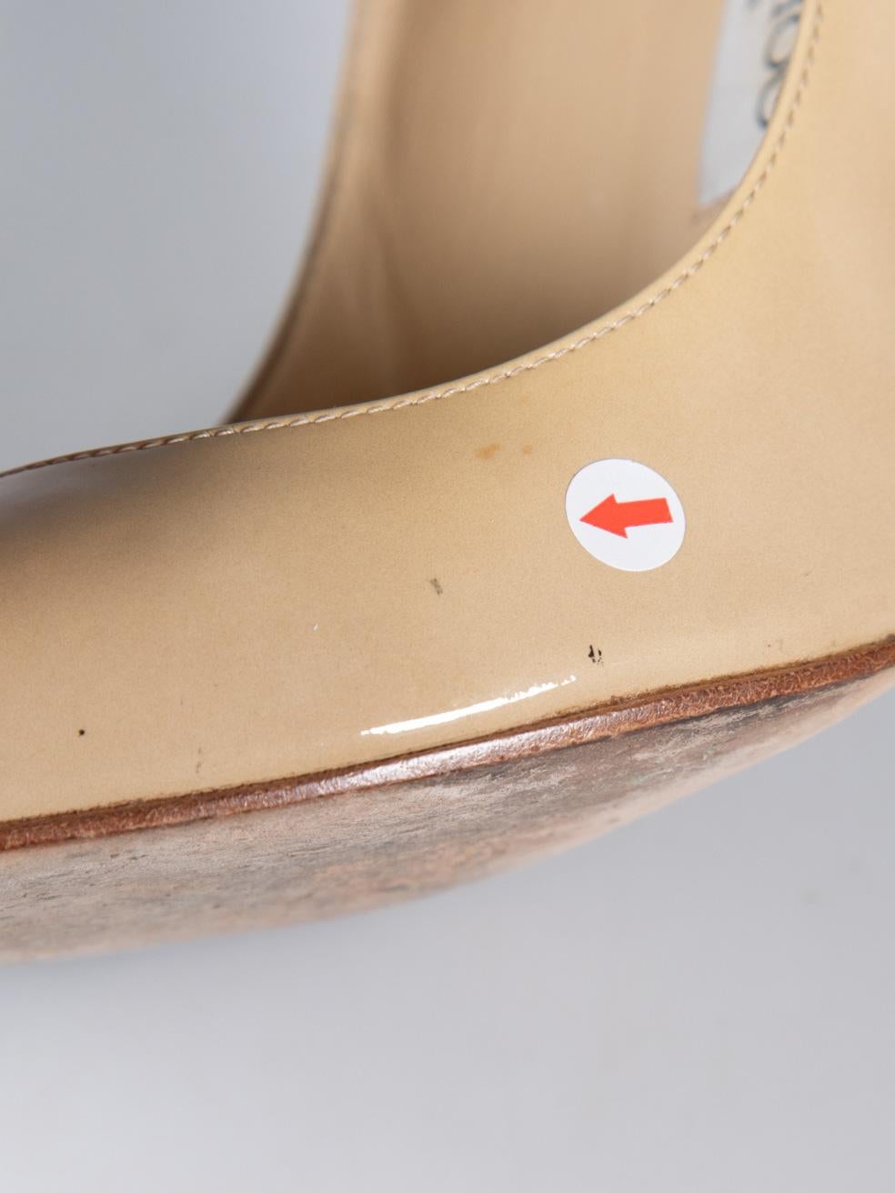 Jimmy Choo Beige Pointed Toe Patent Pumps Size IT 39 6