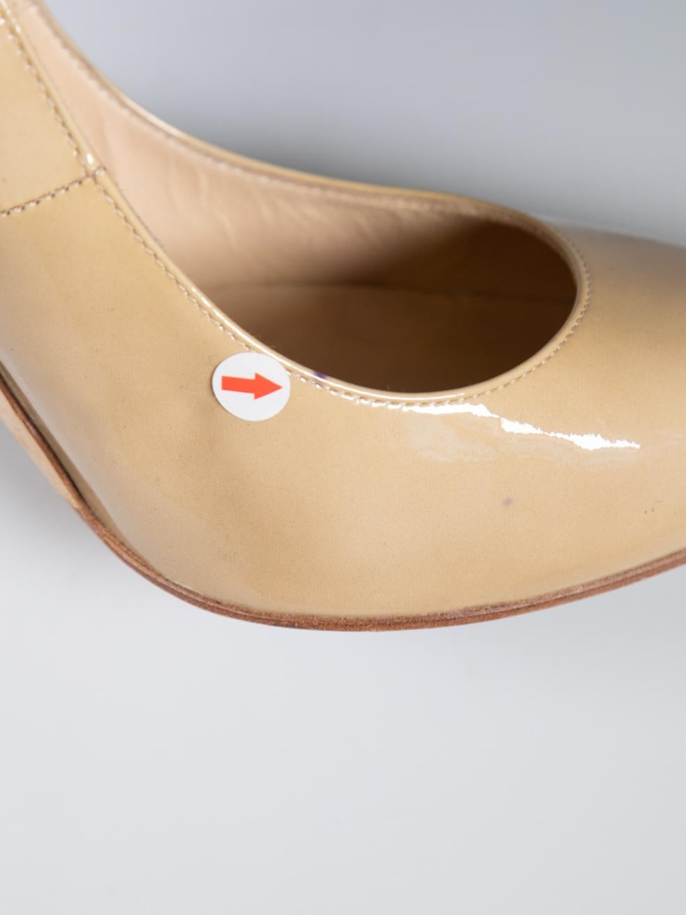 Jimmy Choo Beige Pointed Toe Patent Pumps Size IT 39 4