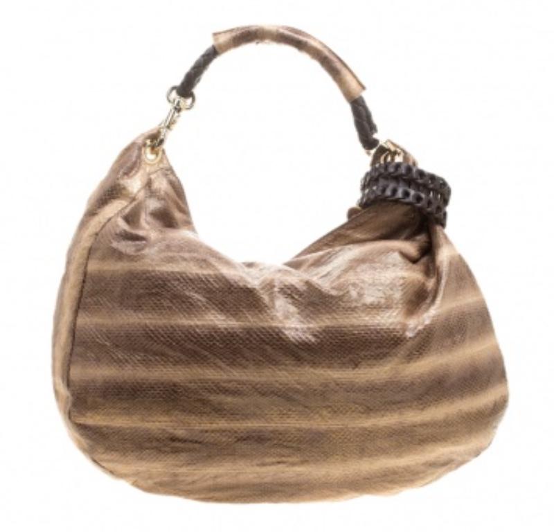 De las mujeres Jimmy Choo Beige Python Large Sky Bangle Hobo en venta