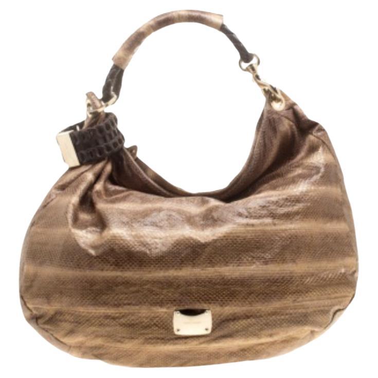 Jimmy Choo Beige Python Large Sky Bangle Hobo en venta