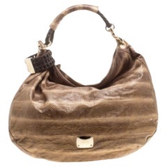 Jimmy Choo Beige Python Large Sky Bangle Hobo