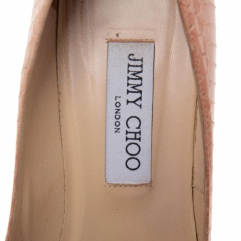 Jimmy Choo, pelle di pitone beige, Agnes, Pompe a Punta Taglia 39,5 In condizioni discrete in vendita a Dubai, Al Qouz 2