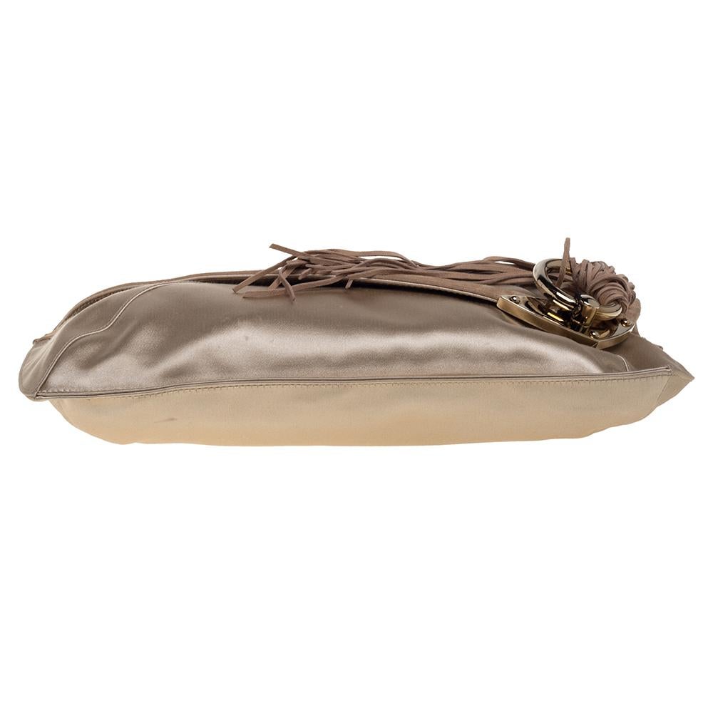 Jimmy Choo Beige Satin and Suede Carissa Clutch 1