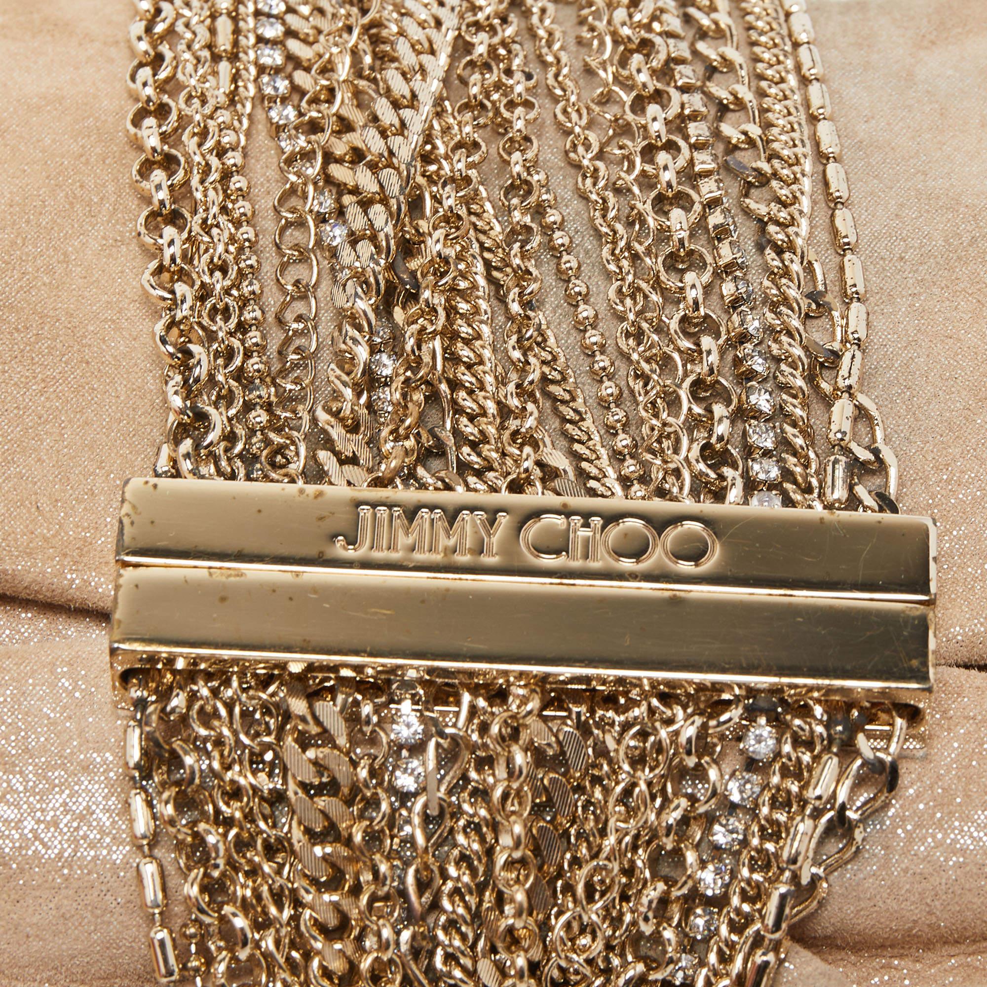 Jimmy Choo Beige Shimmering Suede Chandra Clutch 3