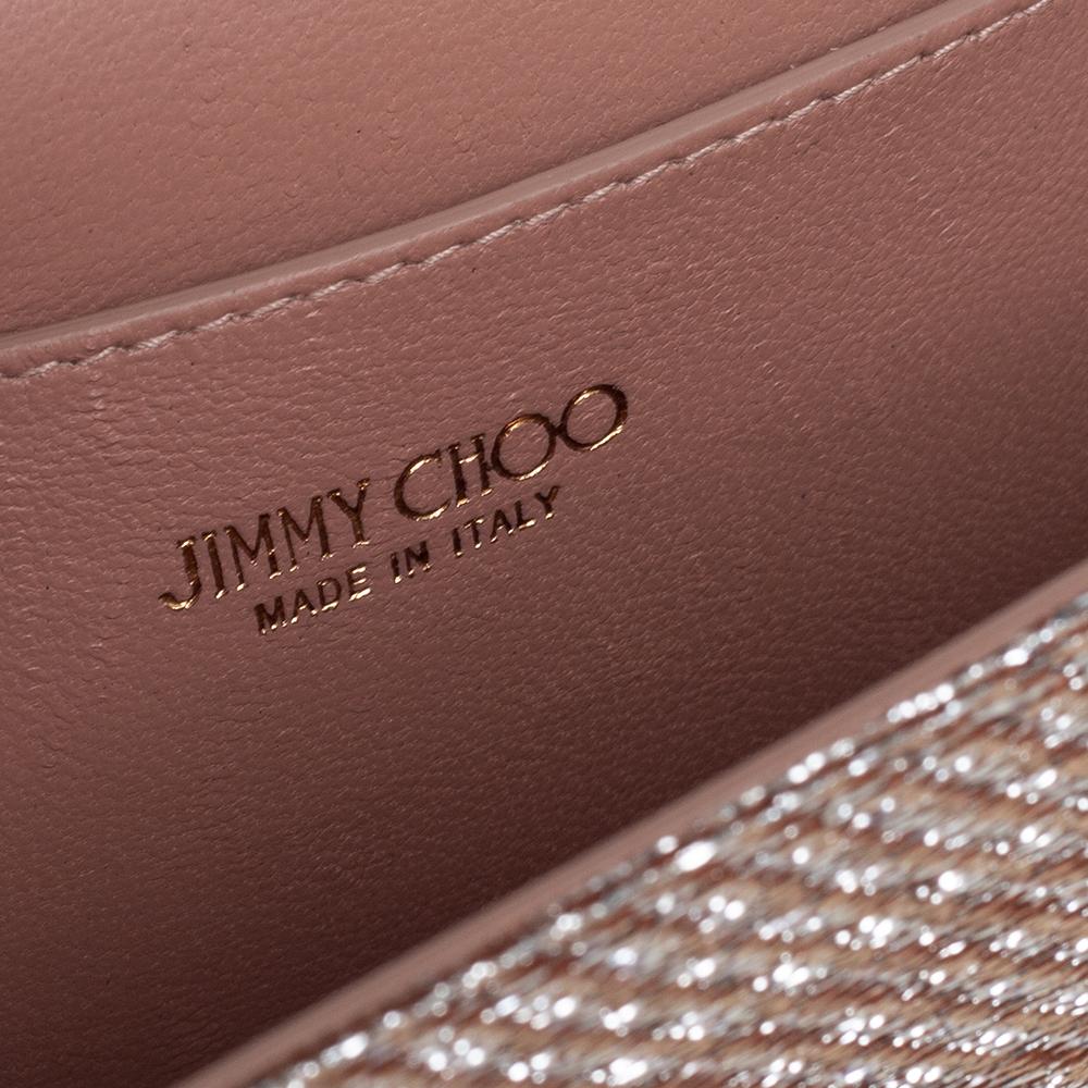 Women's Jimmy Choo Beige/Silver Fabric Crystal Embellished Clutch