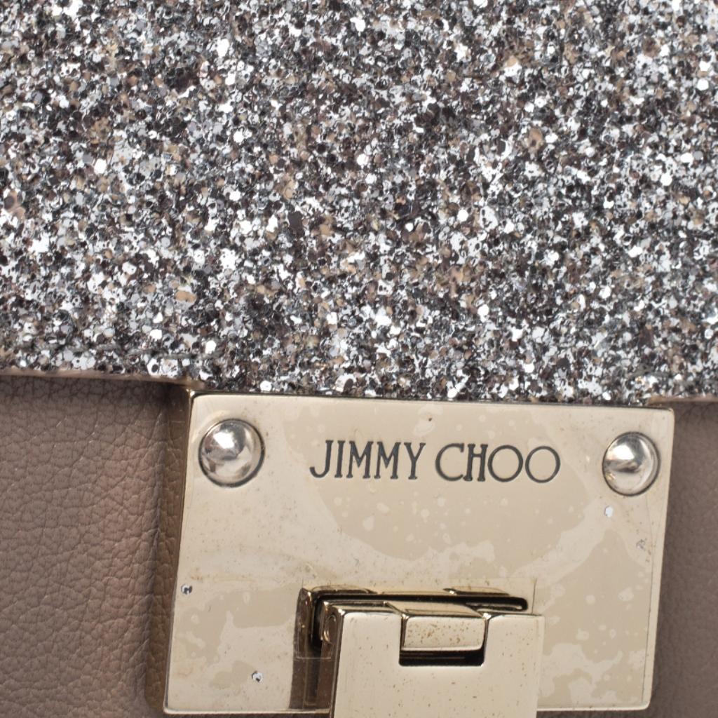Jimmy Choo Beige/Silver Leather and Glitters Rebel Soft Mini Crossbody Bag 4