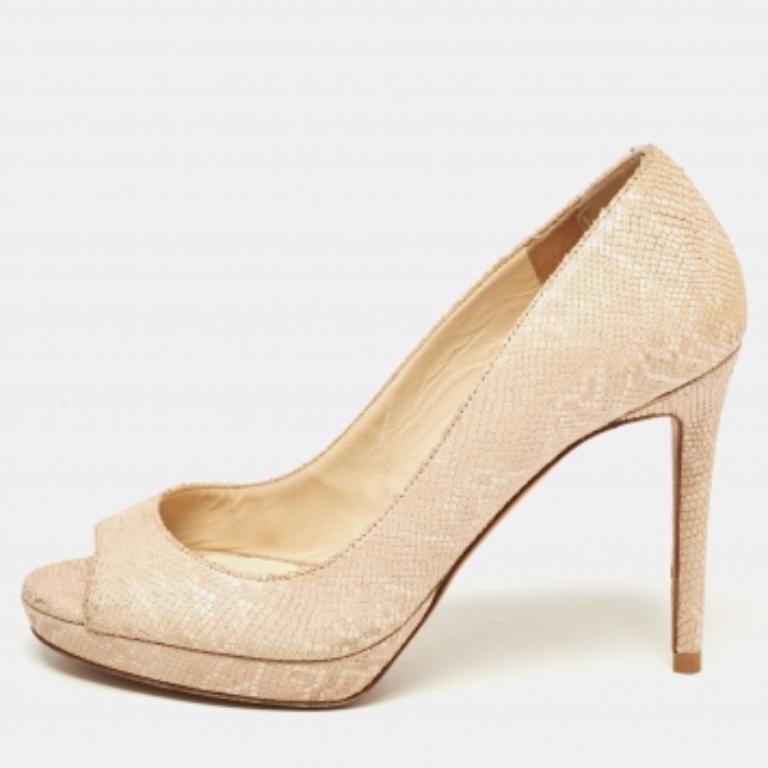 Jimmy Choo Beige Schlangenhaut geprägte Pumps Größe 35