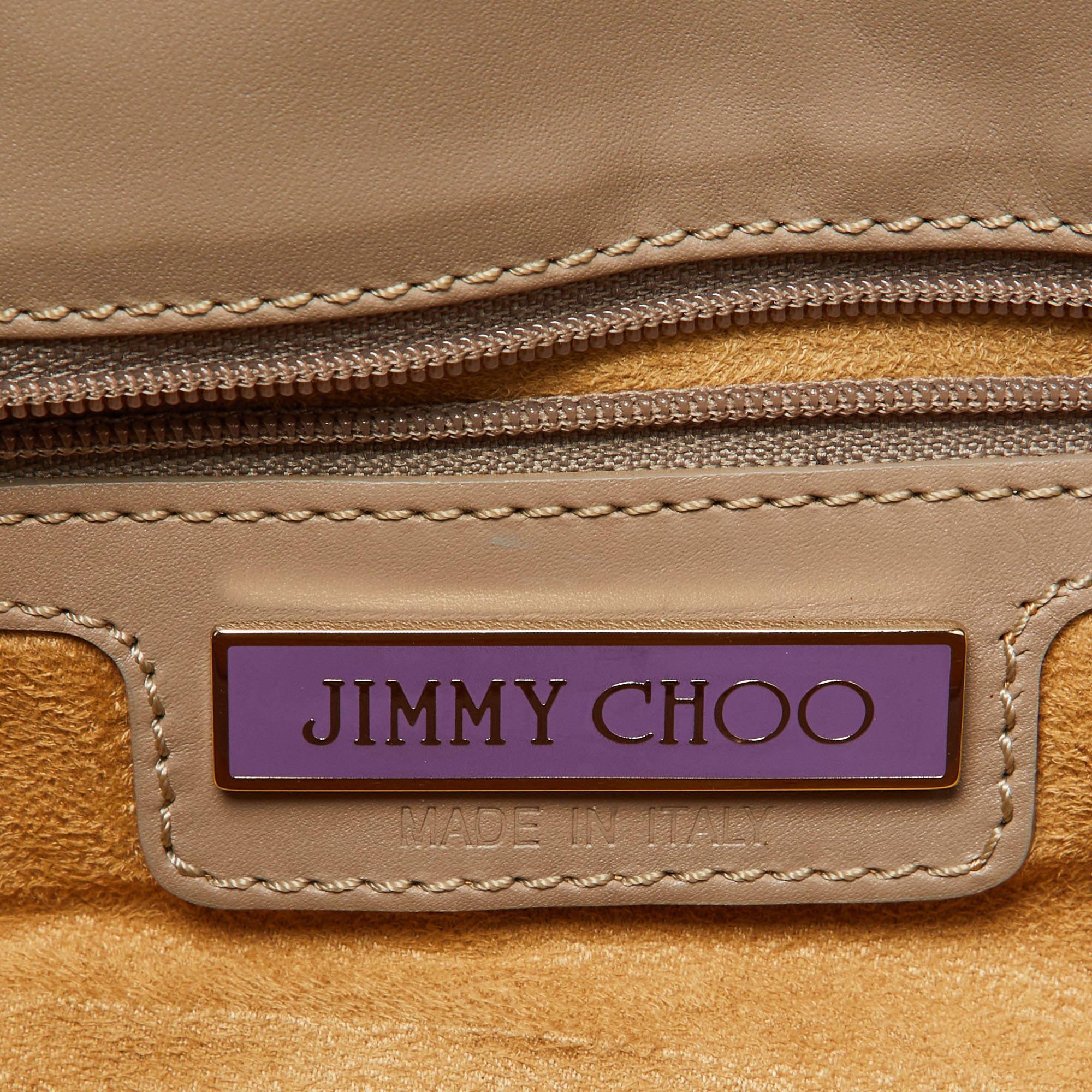 Jimmy Choo Beige Suede and Leather Flap Shoulder Bag For Sale 4