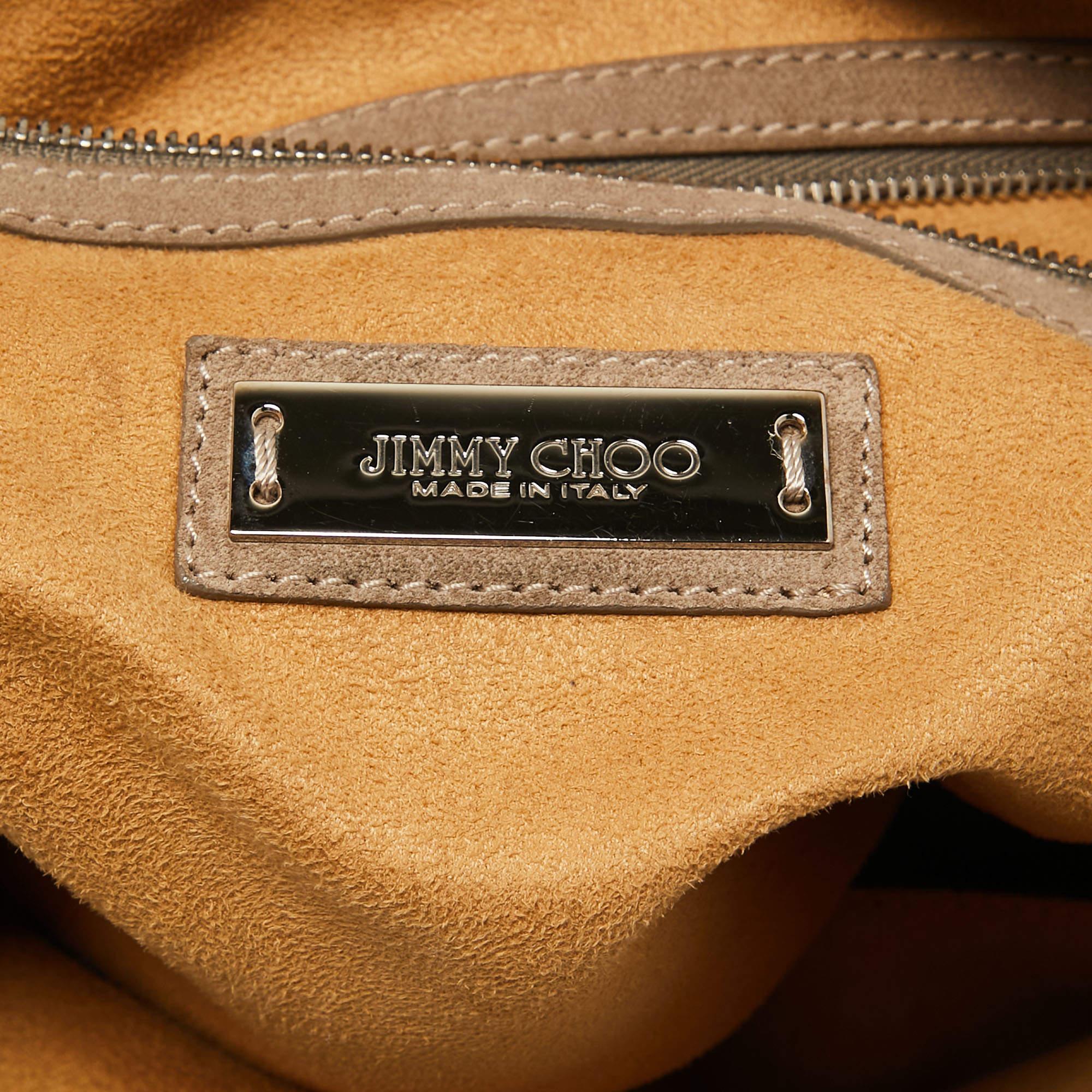 Jimmy Choo Beige Suede and Leather Studded Sky Bangle Hobo 2