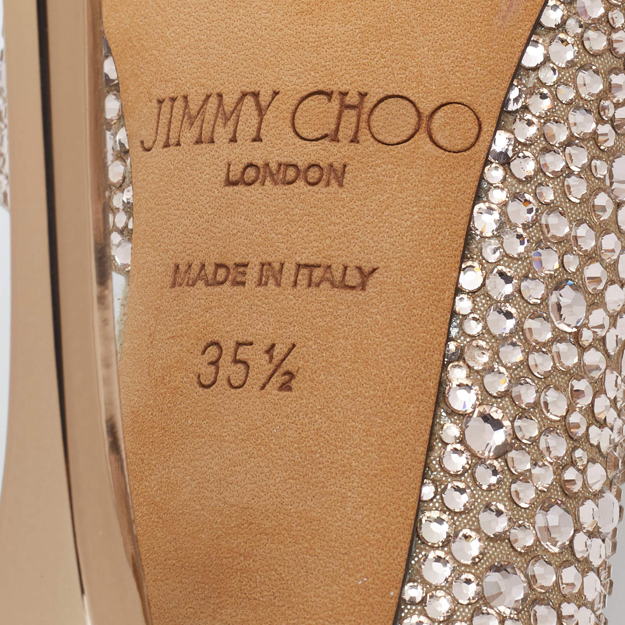Jimmy Choo Beige Suede Crystal Embellished D'Orsay Pumps Size 35.5 3
