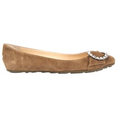 JIMMY CHOO beige suede Granger Ballett Flats Shoes 39.5