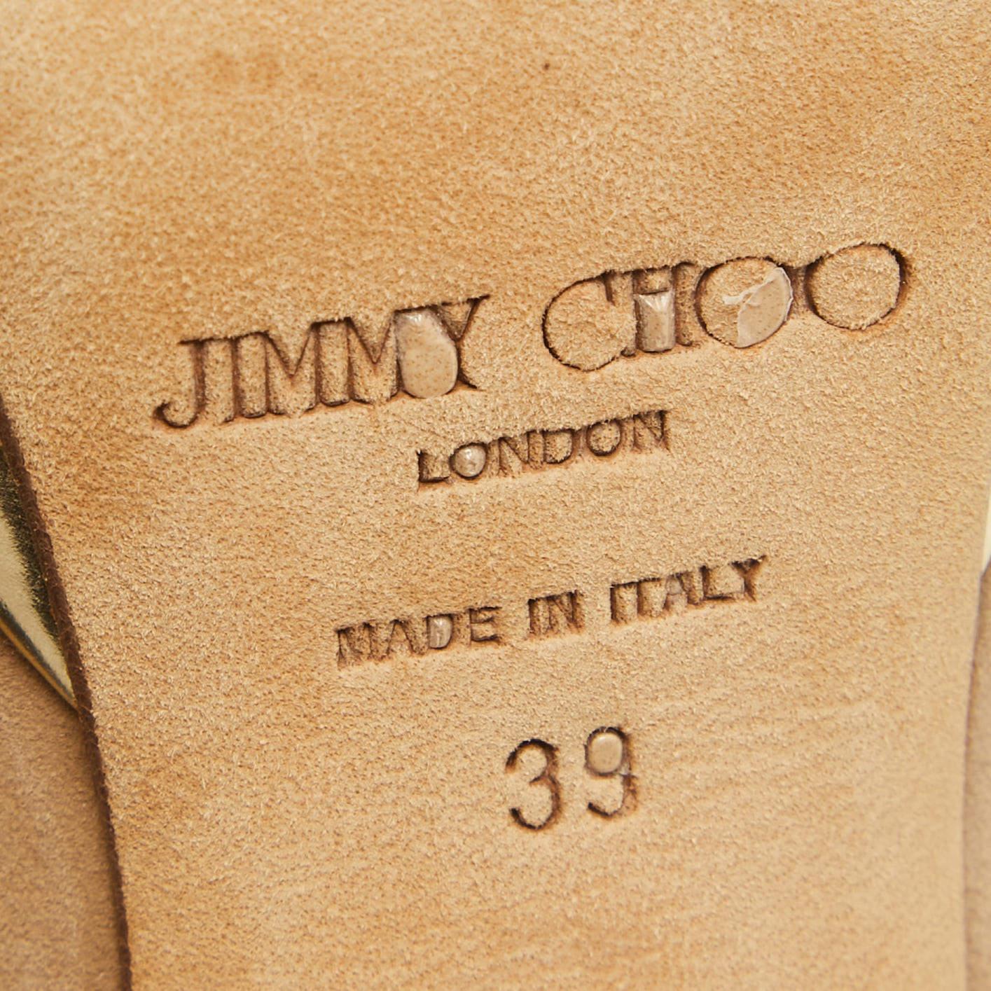 Jimmy Choo Beige in pelle scamosciata, Sandali con Piattaforma a Punta Aperta Taglia 39 in vendita 4
