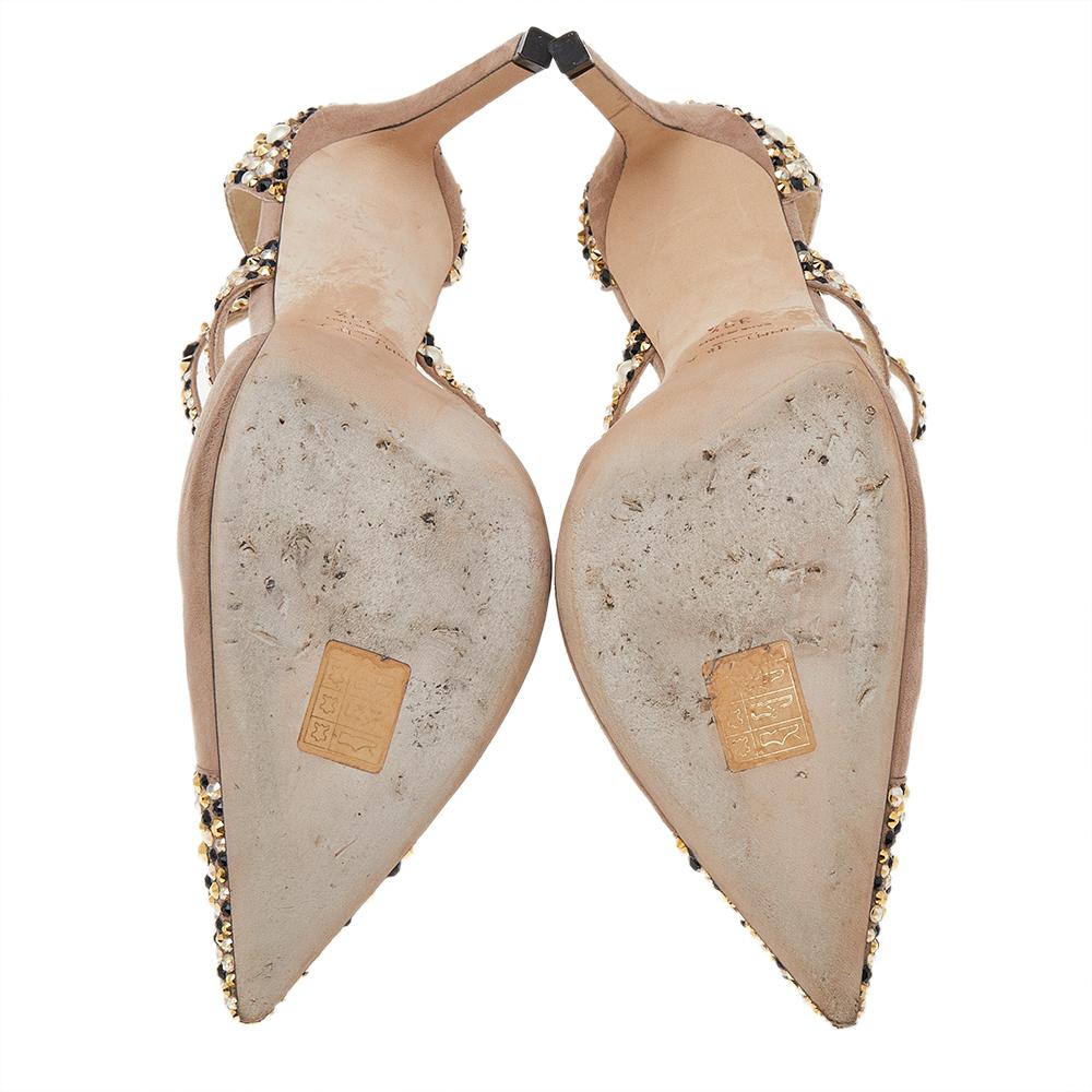 Jimmy Choo Beige Suede Saoni T Strap Pumps Size 39.5 1