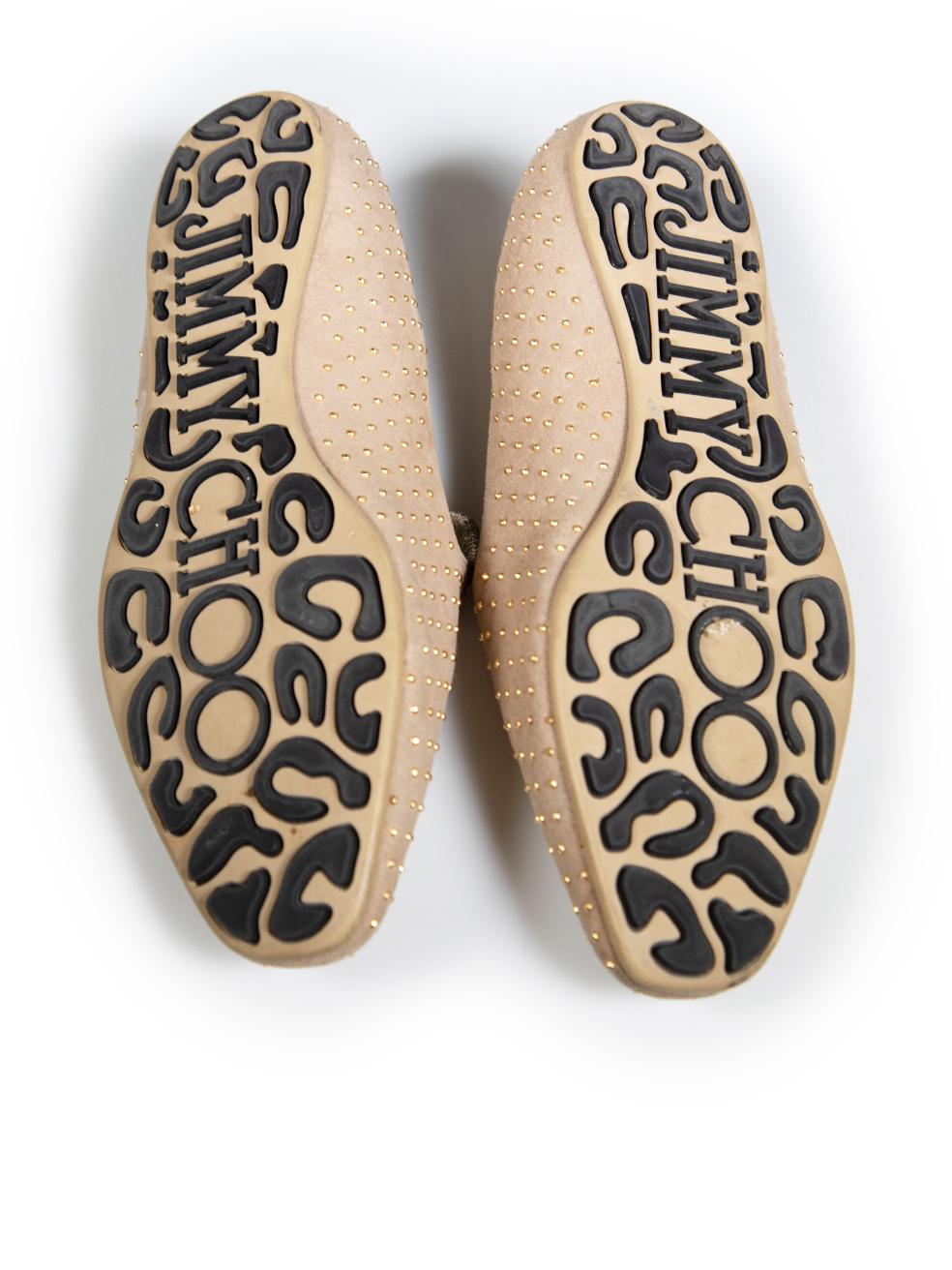Women's Jimmy Choo Beige Suede Studded Loafers Size IT 37