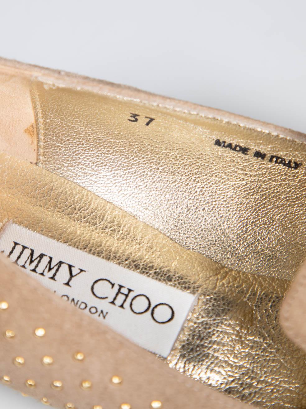 Jimmy Choo Beige Suede Studded Loafers Size IT 37 2