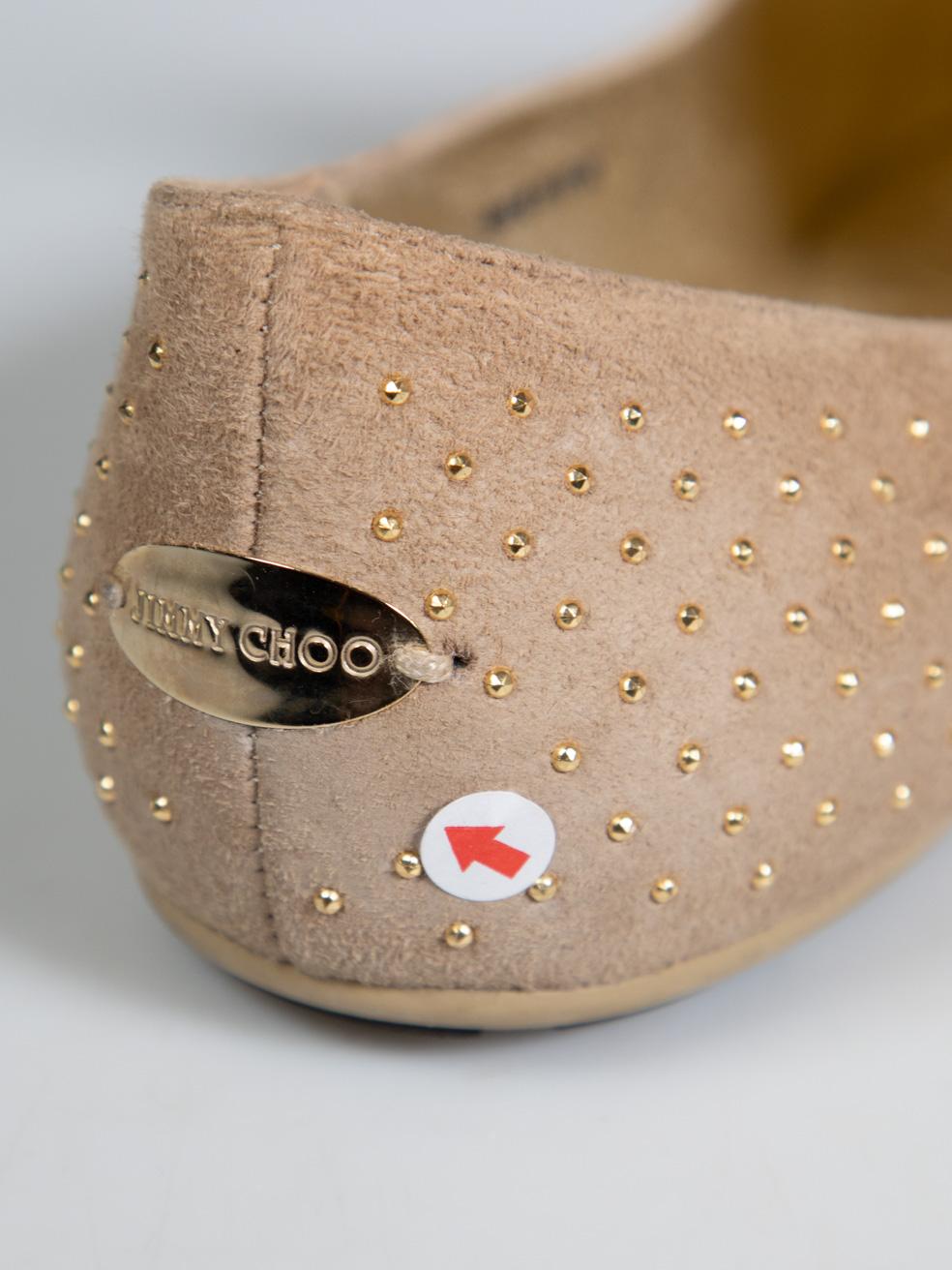 Jimmy Choo Beige Suede Studded Loafers Size IT 37 3