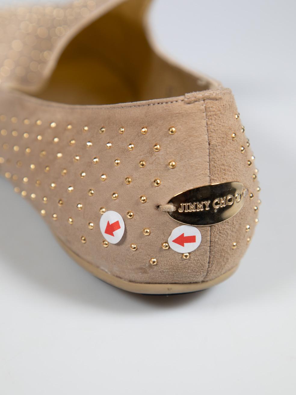 Jimmy Choo Beige Suede Studded Loafers Size IT 37 4