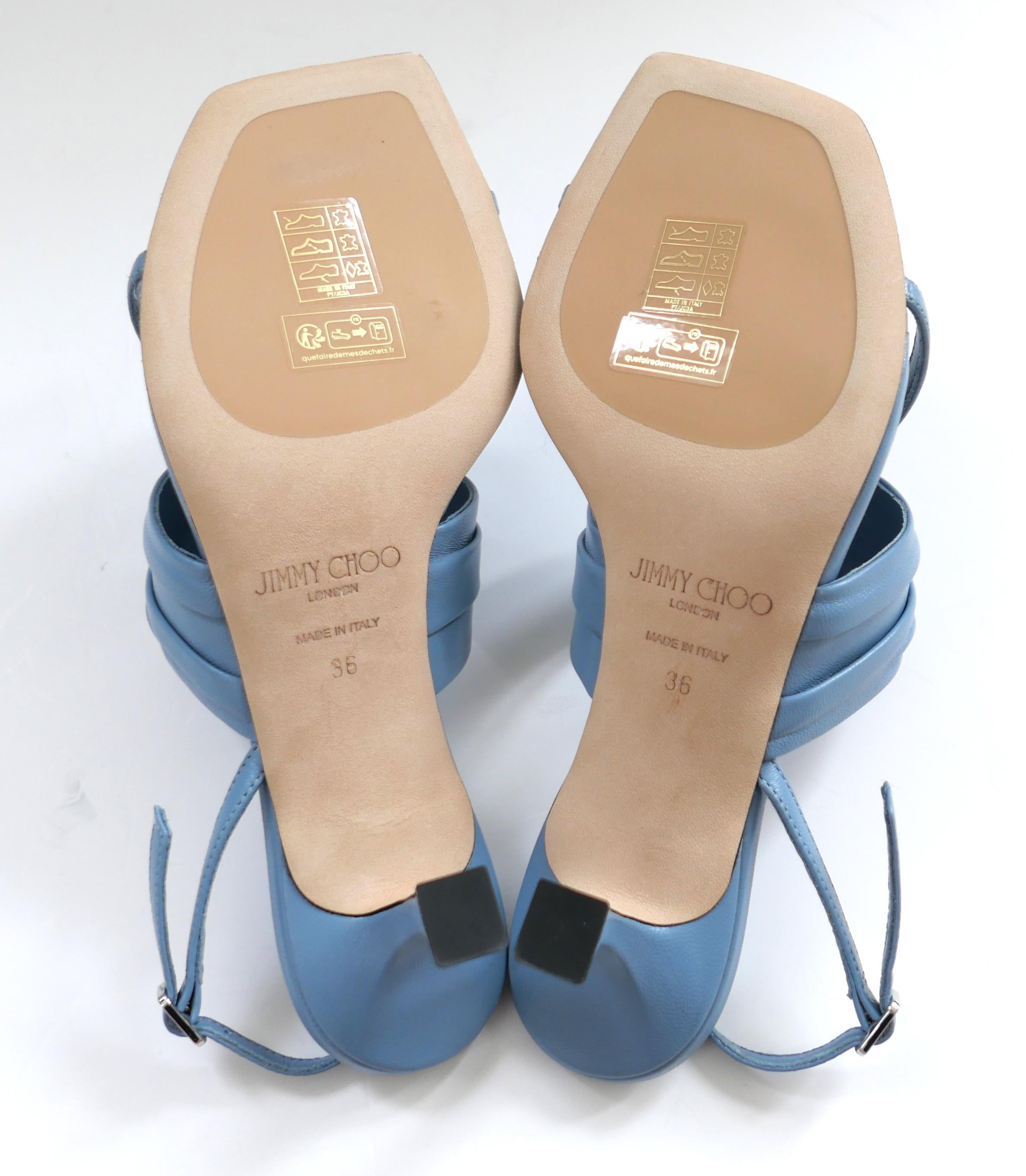 Jimmy Choo Beziers 50 Sandalias de tacón fino azul ahumado en venta 1