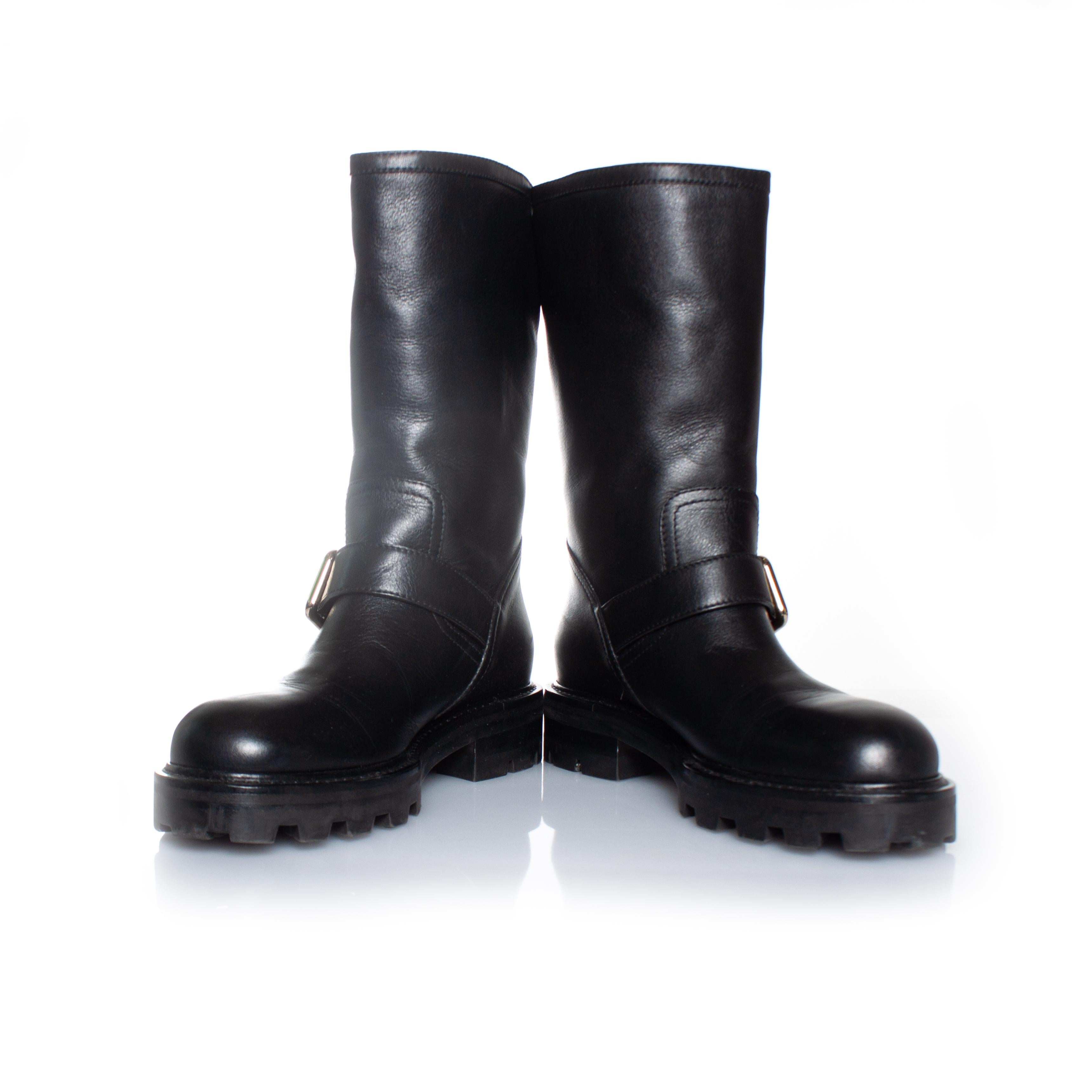 Black Jimmy Choo, Biker 2 leather boots For Sale