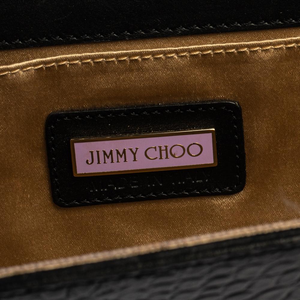 Jimmy Choo Black Acrylic and Croc Embossed Candy Chain Clutch 4