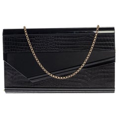 Jimmy Choo Black Acrylic and Croc Embossed Candy Chain Clutch