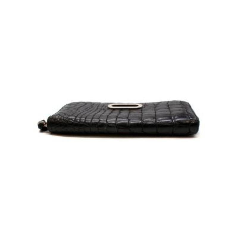 Jimmy Choo Black Alligator Embossed Leather Wallet In Good Condition For Sale In London, GB