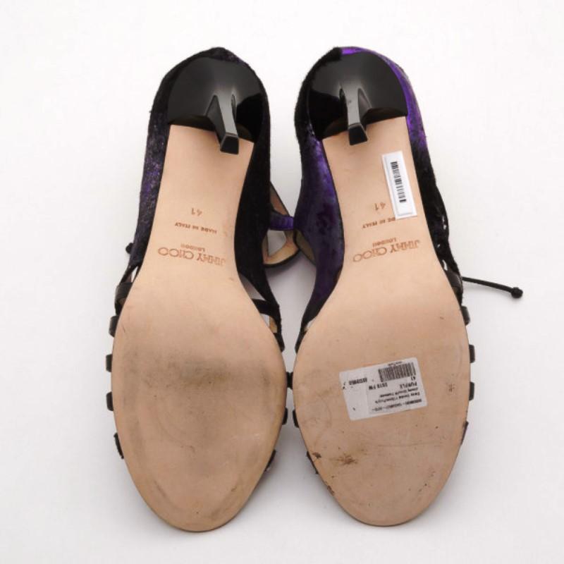 Jimmy Choo Black and Purple Darcy Sandals Size 40 In Good Condition In Dubai, Al Qouz 2