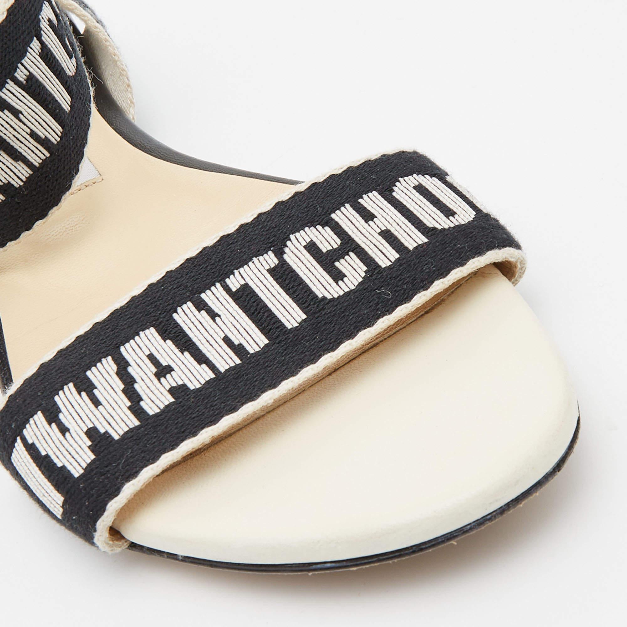 Jimmy Choo Black/Beige  Canvas Breanne Flat Sandals Size 37 3