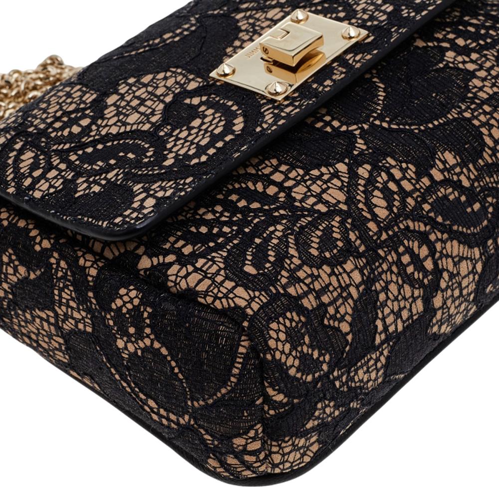 Jimmy Choo Black/Beige Lace And Suede Mini Ruby Crossbody Bag 3