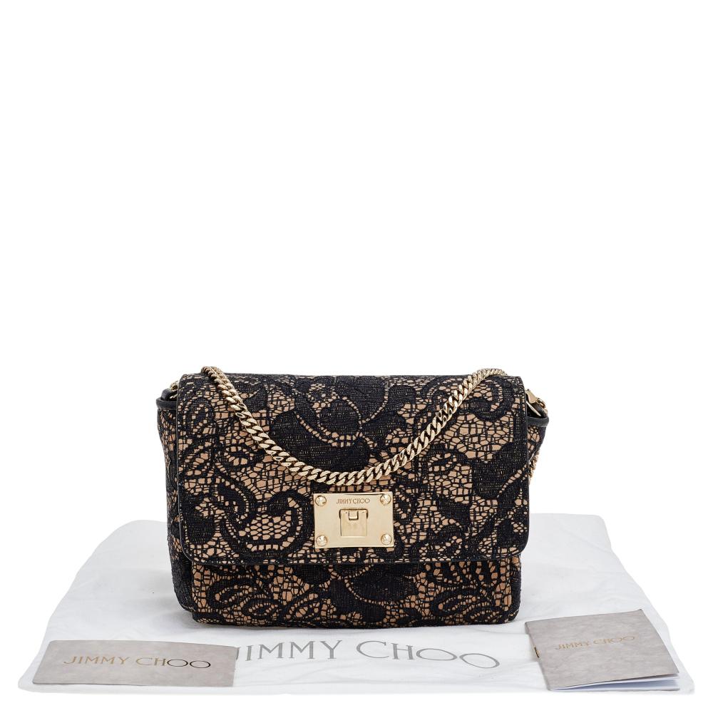 Jimmy Choo Black/Beige Lace And Suede Mini Ruby Crossbody Bag 4