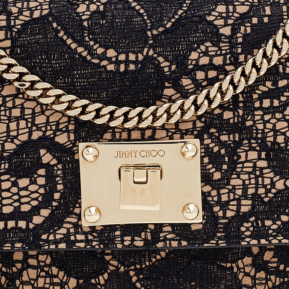 Jimmy Choo Black/Beige Lace And Suede Mini Ruby Crossbody Bag 1