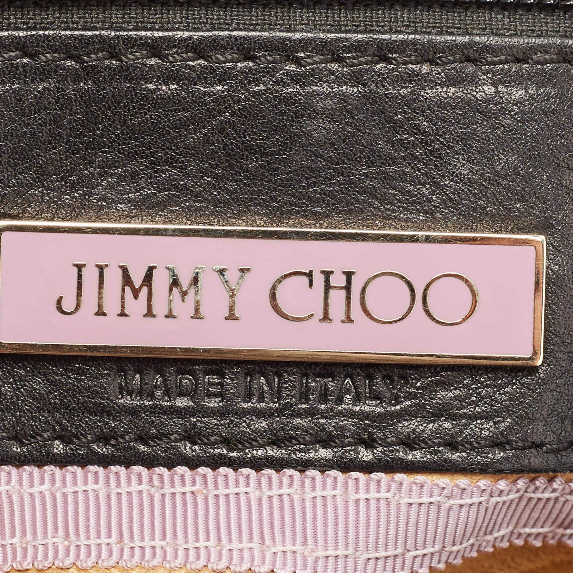 Jimmy Choo Black/Beige Leopard Print Calfhair and Leather Tulita Hobo 8