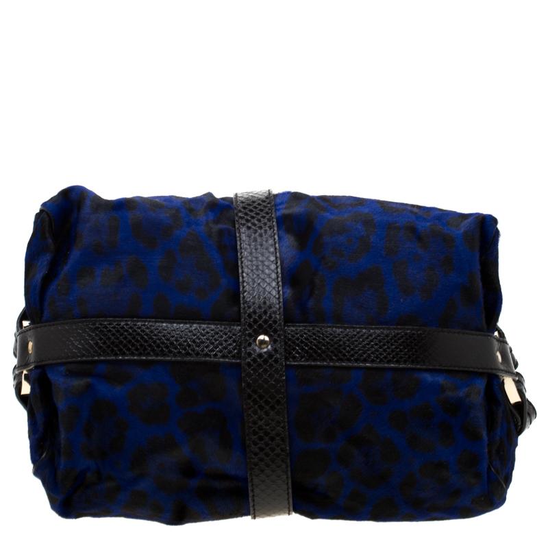 Jimmy Choo Black/Blue Leopard Print Calfhair and Leather Odette Bag 3