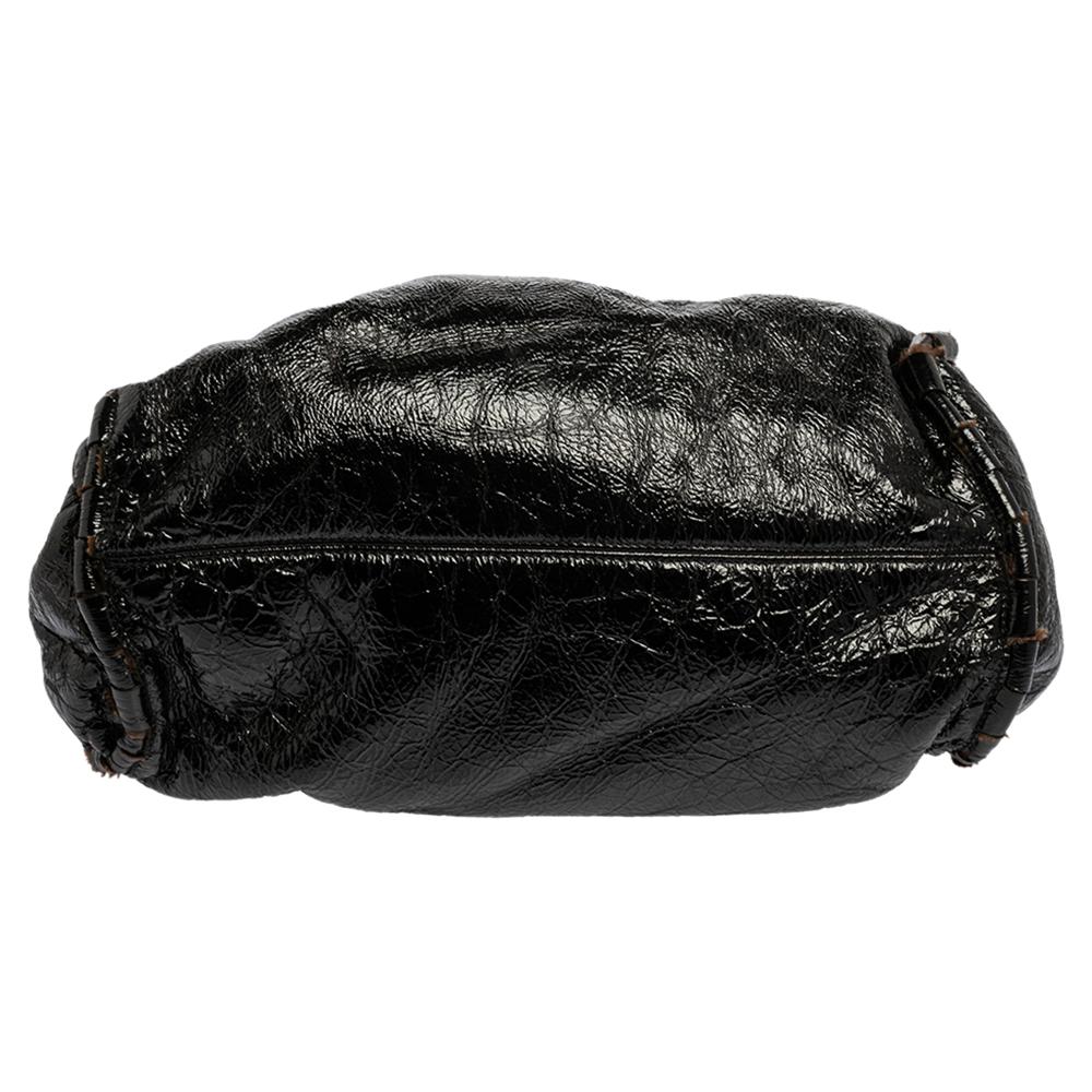Jimmy Choo Borsa a tracolla Ramona in pelle verniciata e shearling nero/marrone 4