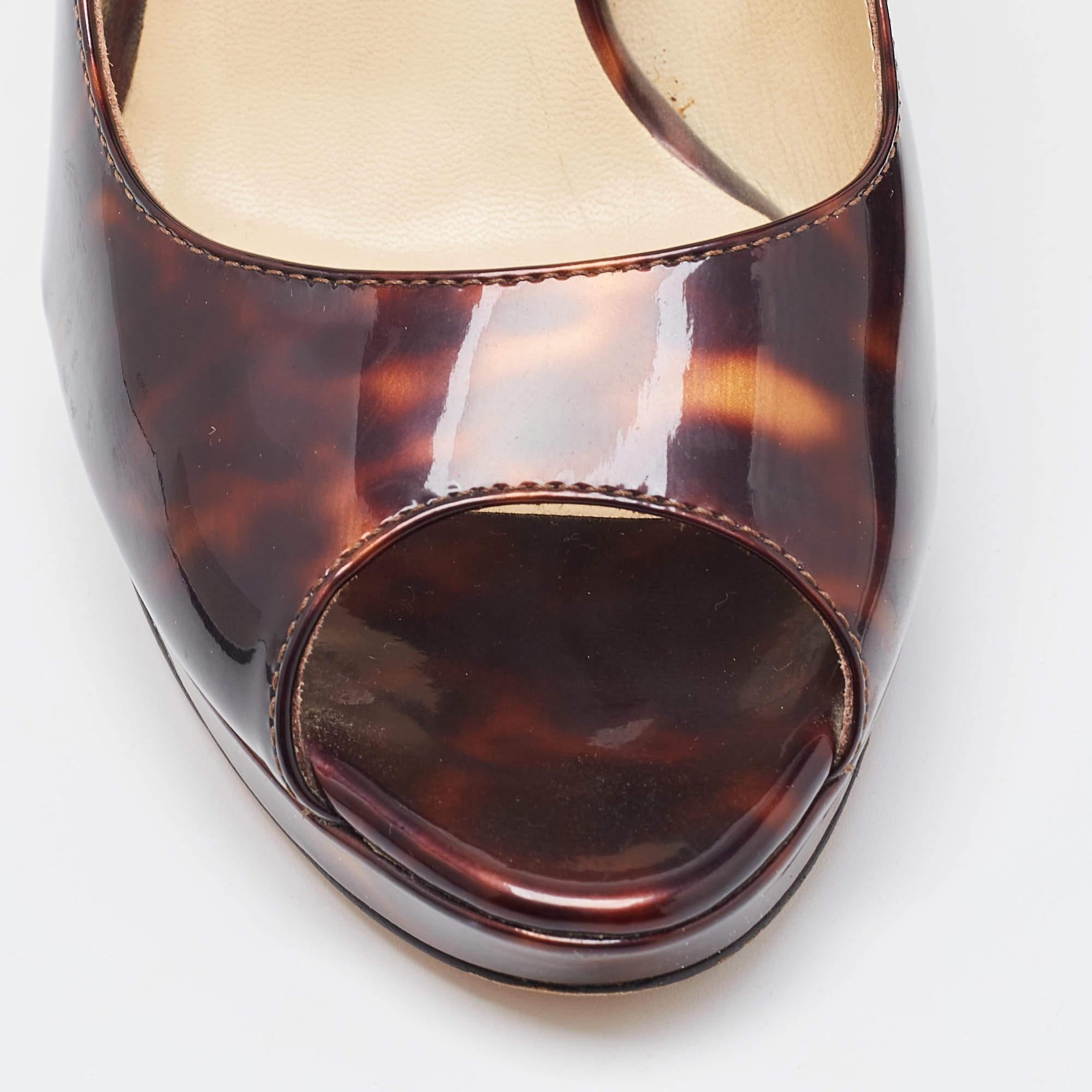 Jimmy Choo Black/Brown Patent Leather Slip On Pumps Size 37.5 For Sale 2