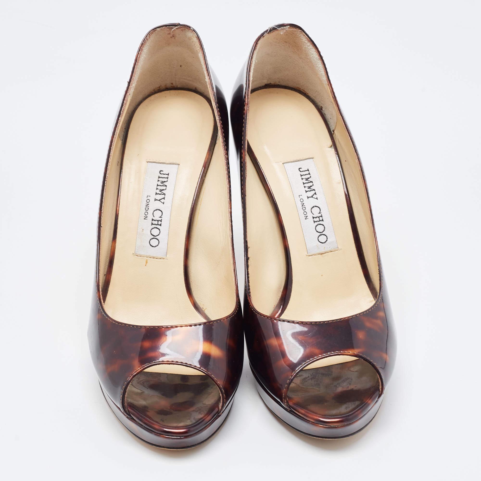 Jimmy Choo Black/Brown Patent Leather Slip On Pumps Size 37.5 For Sale 3