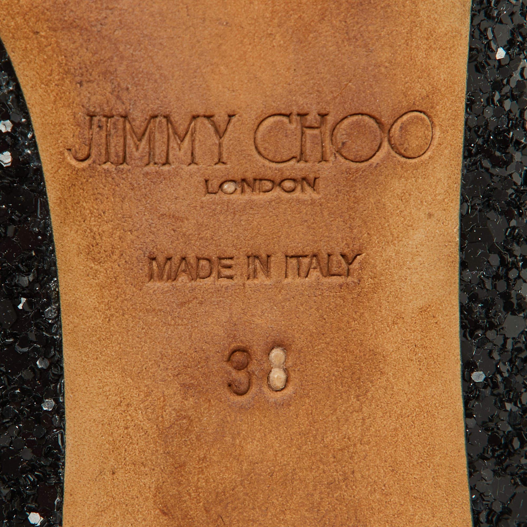 Jimmy Choo Black Coarse Glitter Romy Pumps Size 38 4