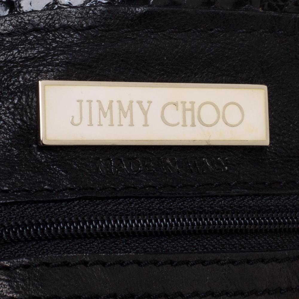 Jimmy Choo Black Crinkled Leather Roxana Hobo 3