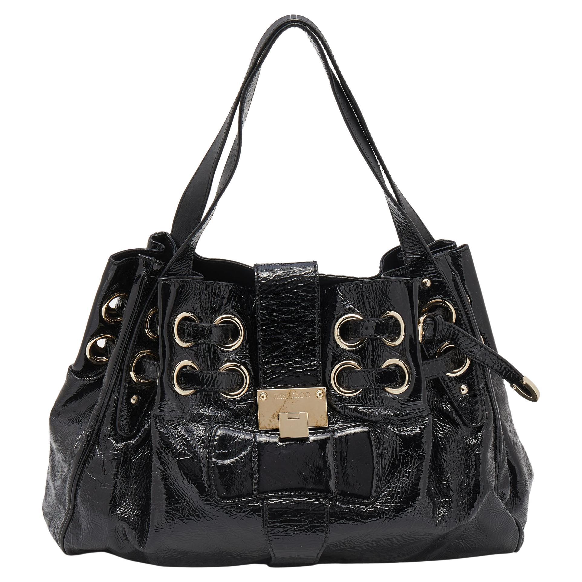 Jimmy Choo Black Leather and Suede Mona Tote at 1stDibs