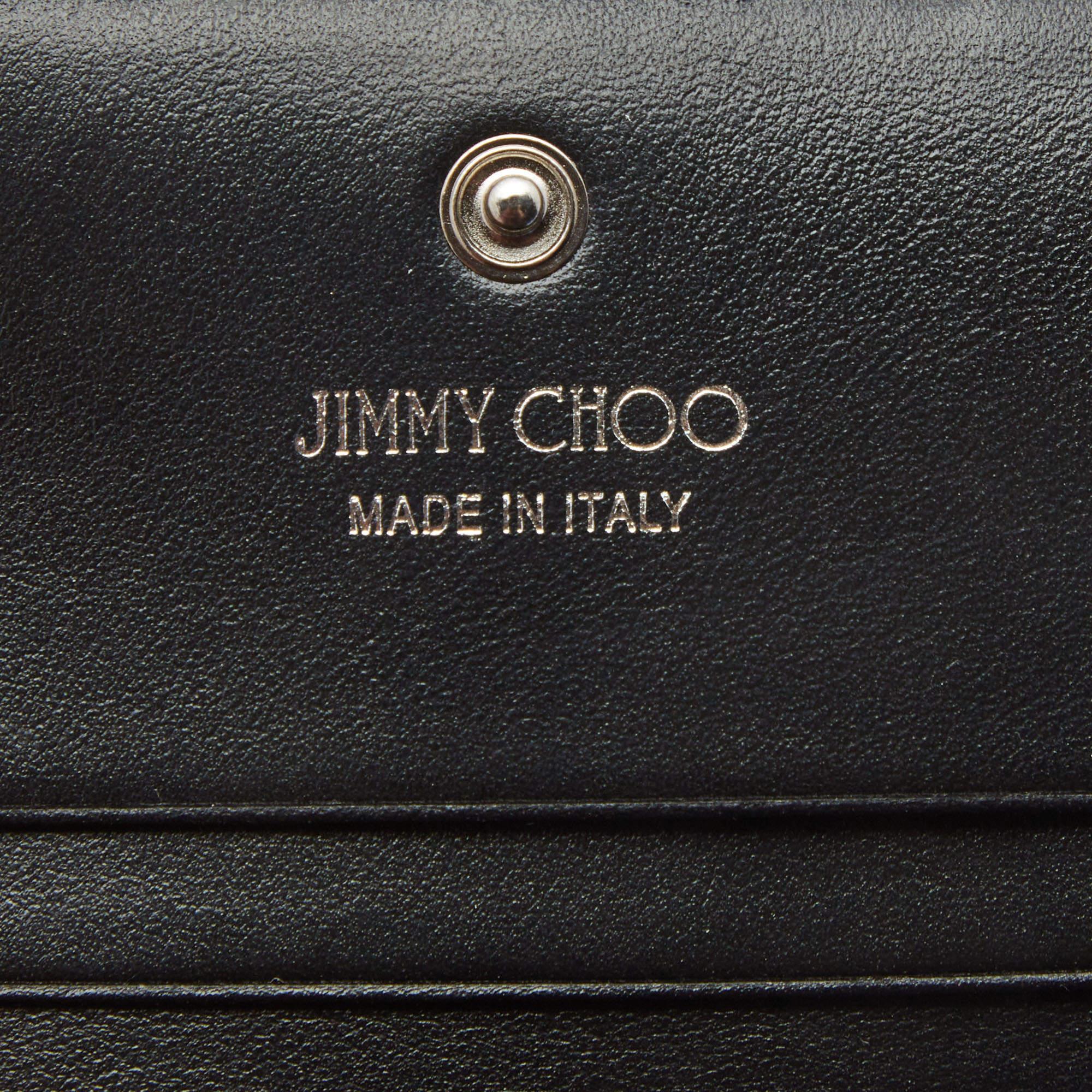 Jimmy Choo Black Croc Embossed Shine Leather Hanne Compact Wallet 2