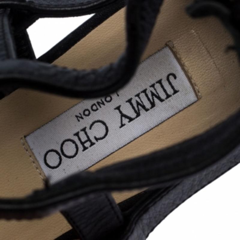 Donna Jimmy Choo - Sandali piatti in pelle con gabbia impreziositi da cristalli neri - misura 38 in vendita
