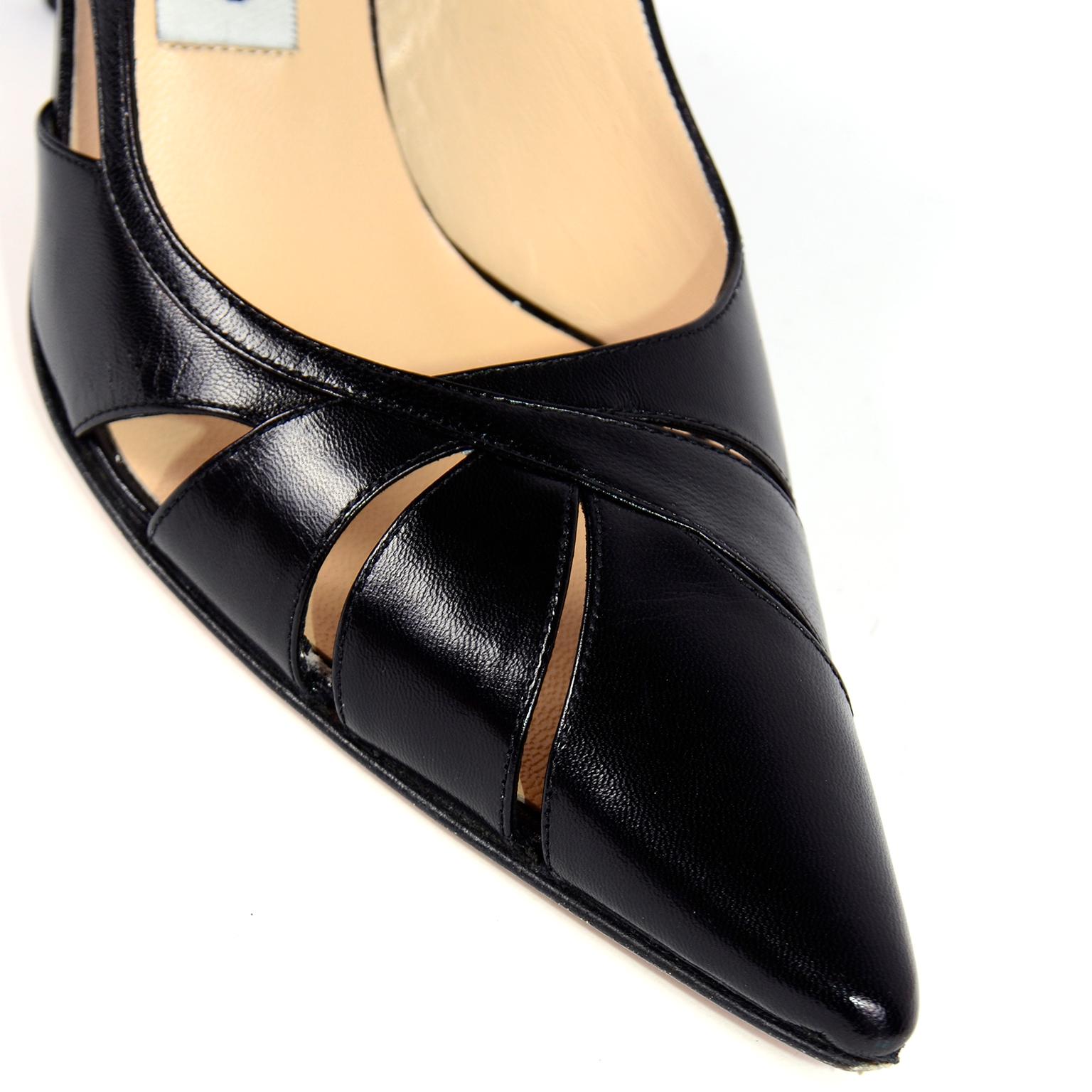 Jimmy Choo Black Cutout Slingback Pointed Toe Shoes With Original Box For Sale 1