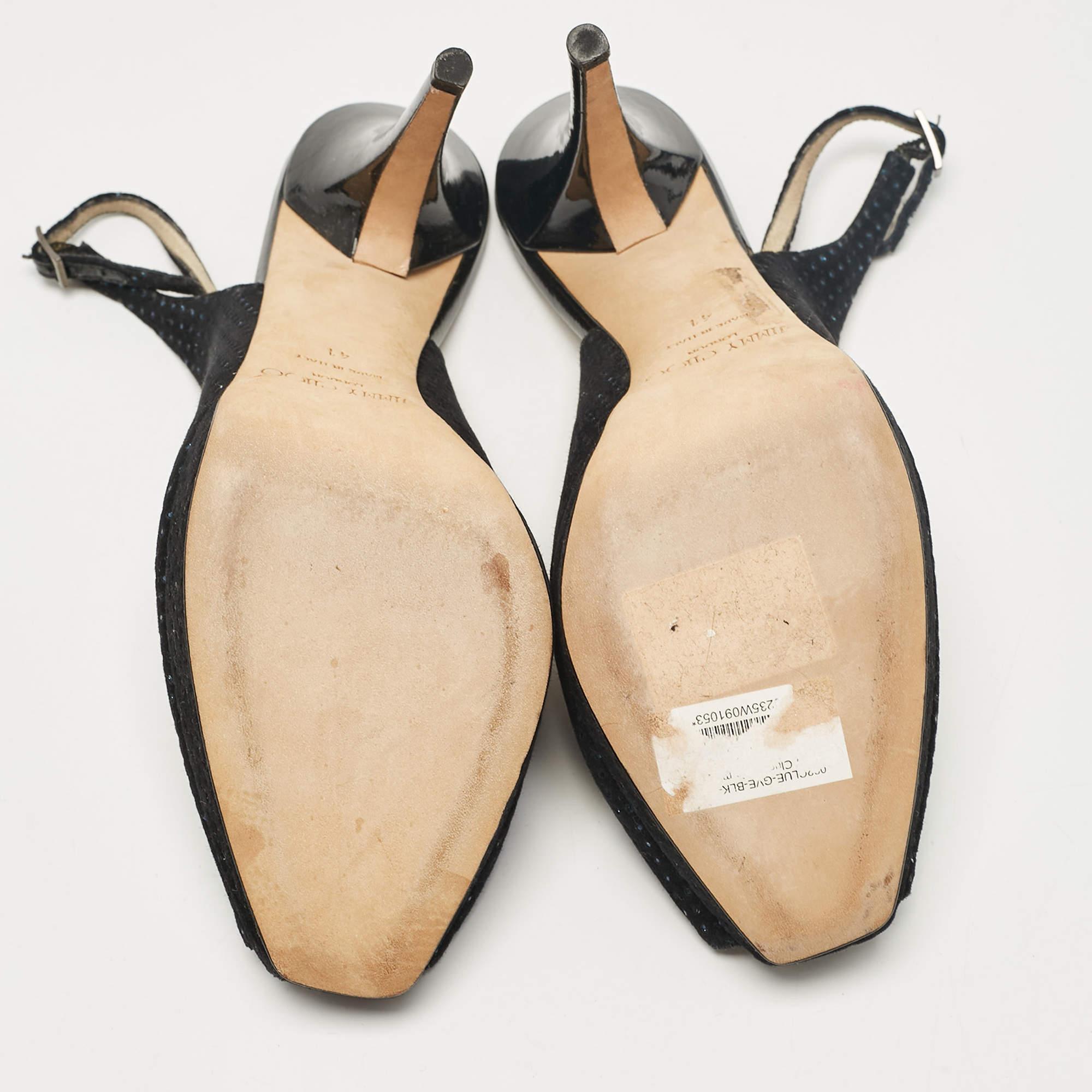 Jimmy Choo - Escarpins à talons compensés en daim noir avec ornements, taille 41 en vente 1