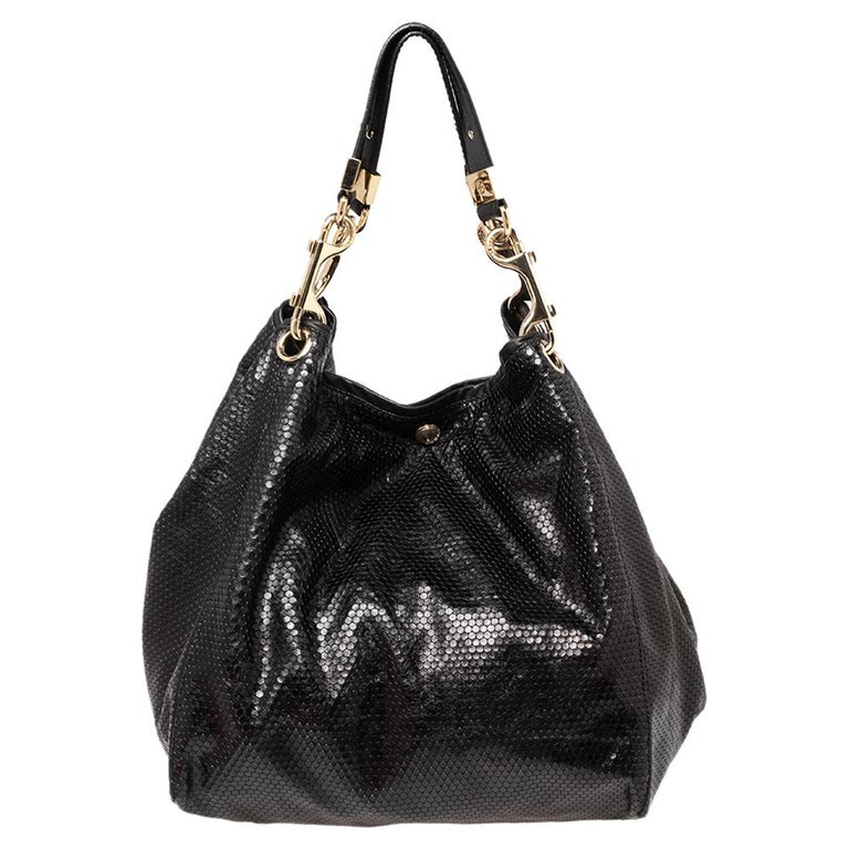 Jimmy Choo Black Embossed Leather Lohla Jayne Tote at 1stDibs