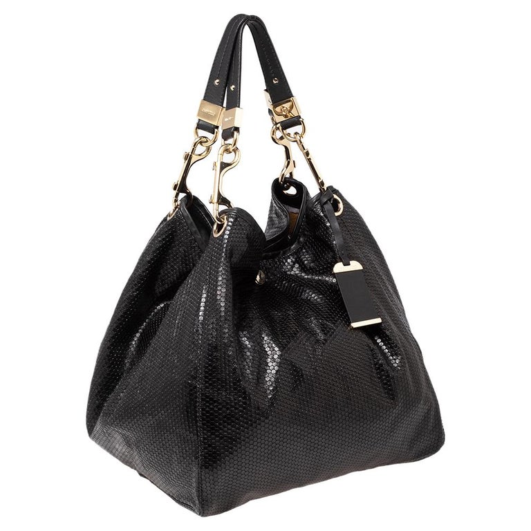Jimmy Choo Black Embossed Leather Lohla Jayne Tote at 1stDibs