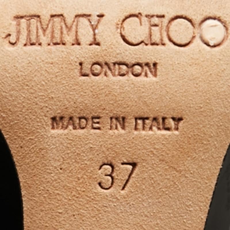Jimmy Choo Sandali alla caviglia con borchie in pelle e pitone nero taglia 37 in vendita 2
