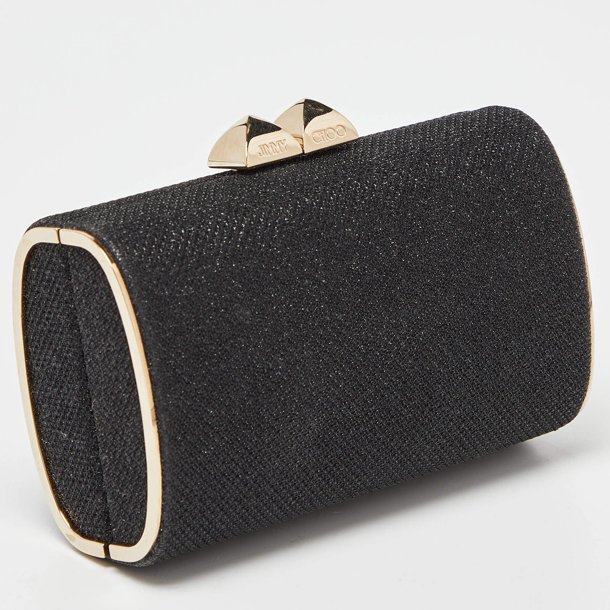 Nero Jimmy Choo - Pochette con cornice in tessuto lurex nero in vendita